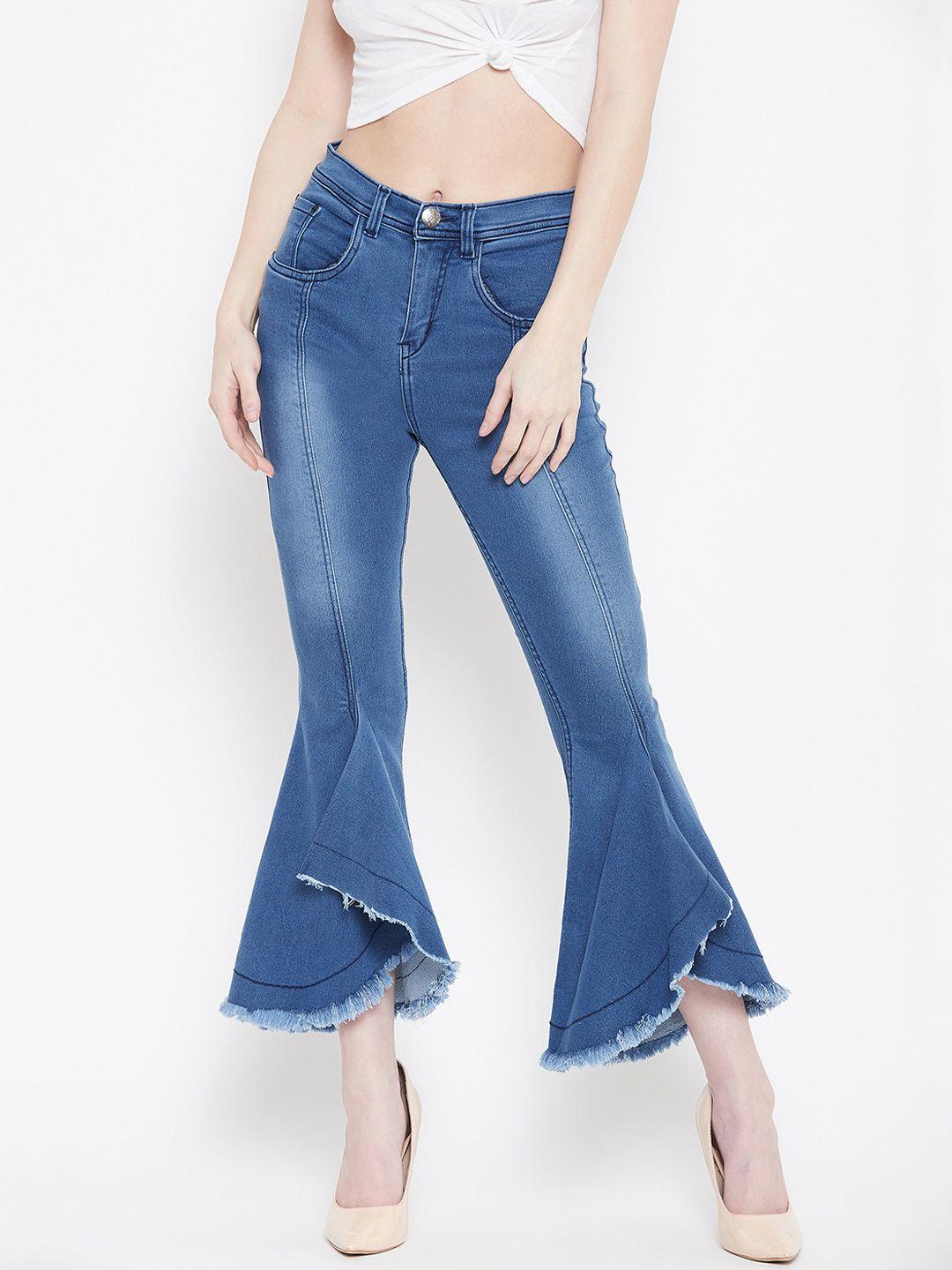 nifty women blue bootcut mid-rise clean look stretchable jeans