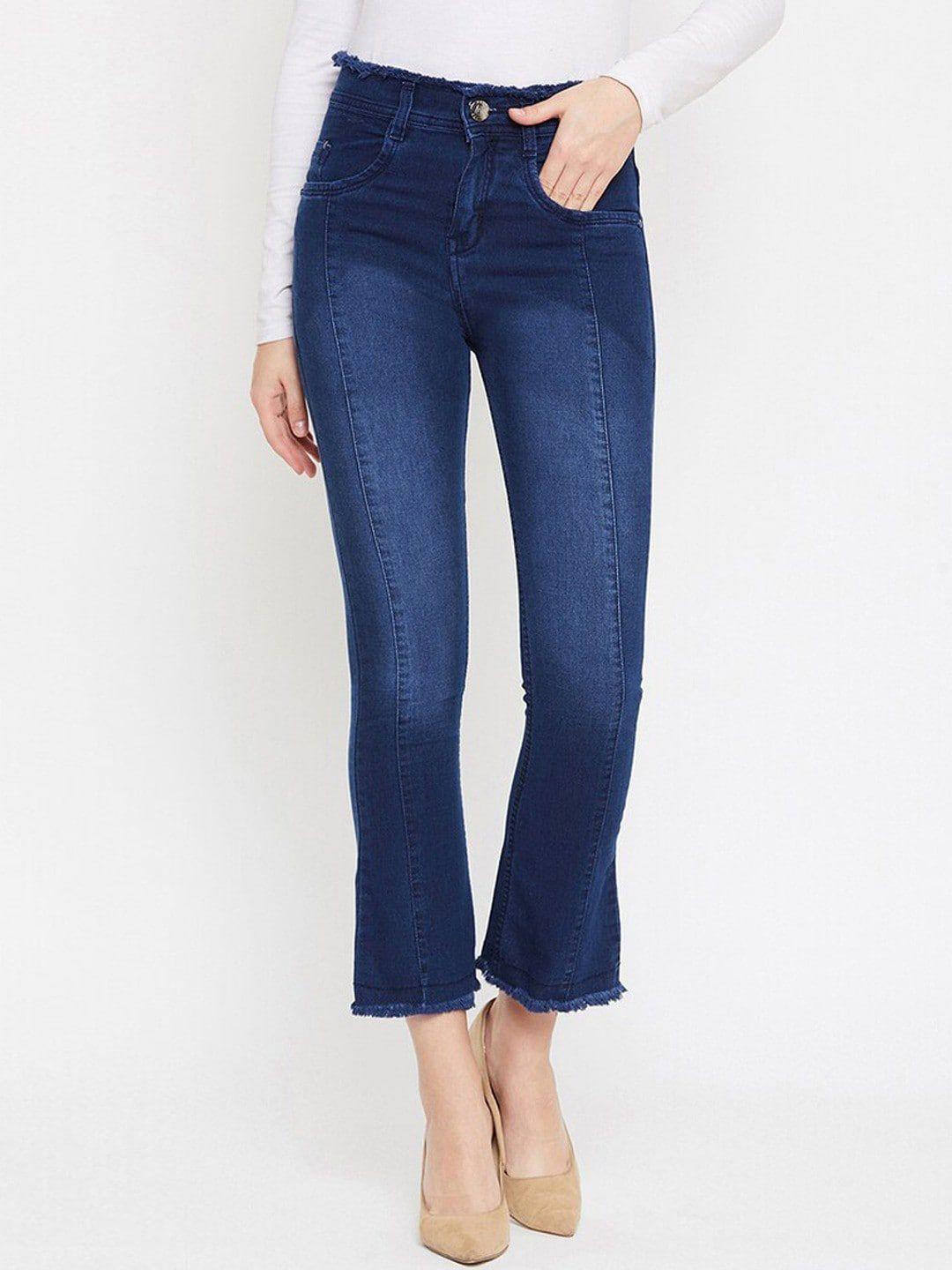 nifty women bootcut high-rise low distress light fade stretchable cotton jeans