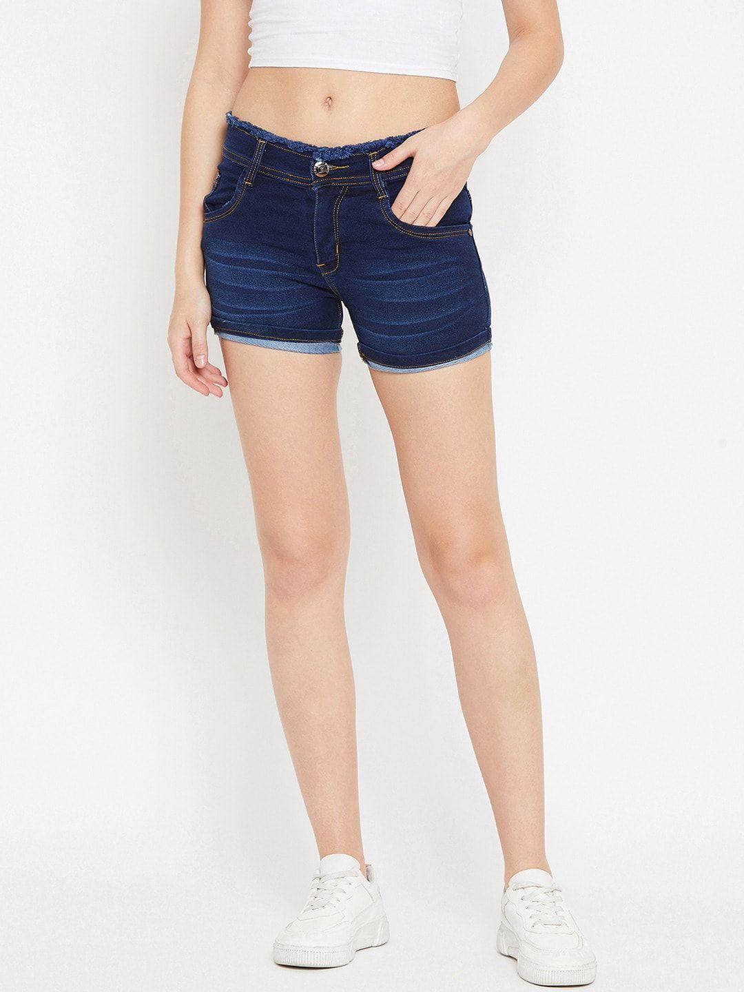 nifty women cotton slim fit denim shorts