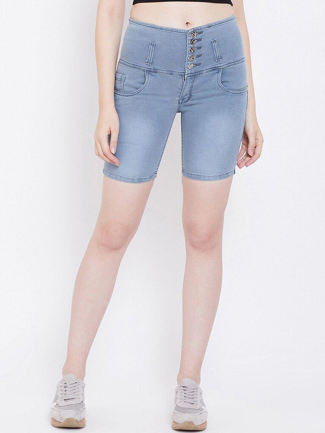 nifty women cotton washed slim fit denim shorts