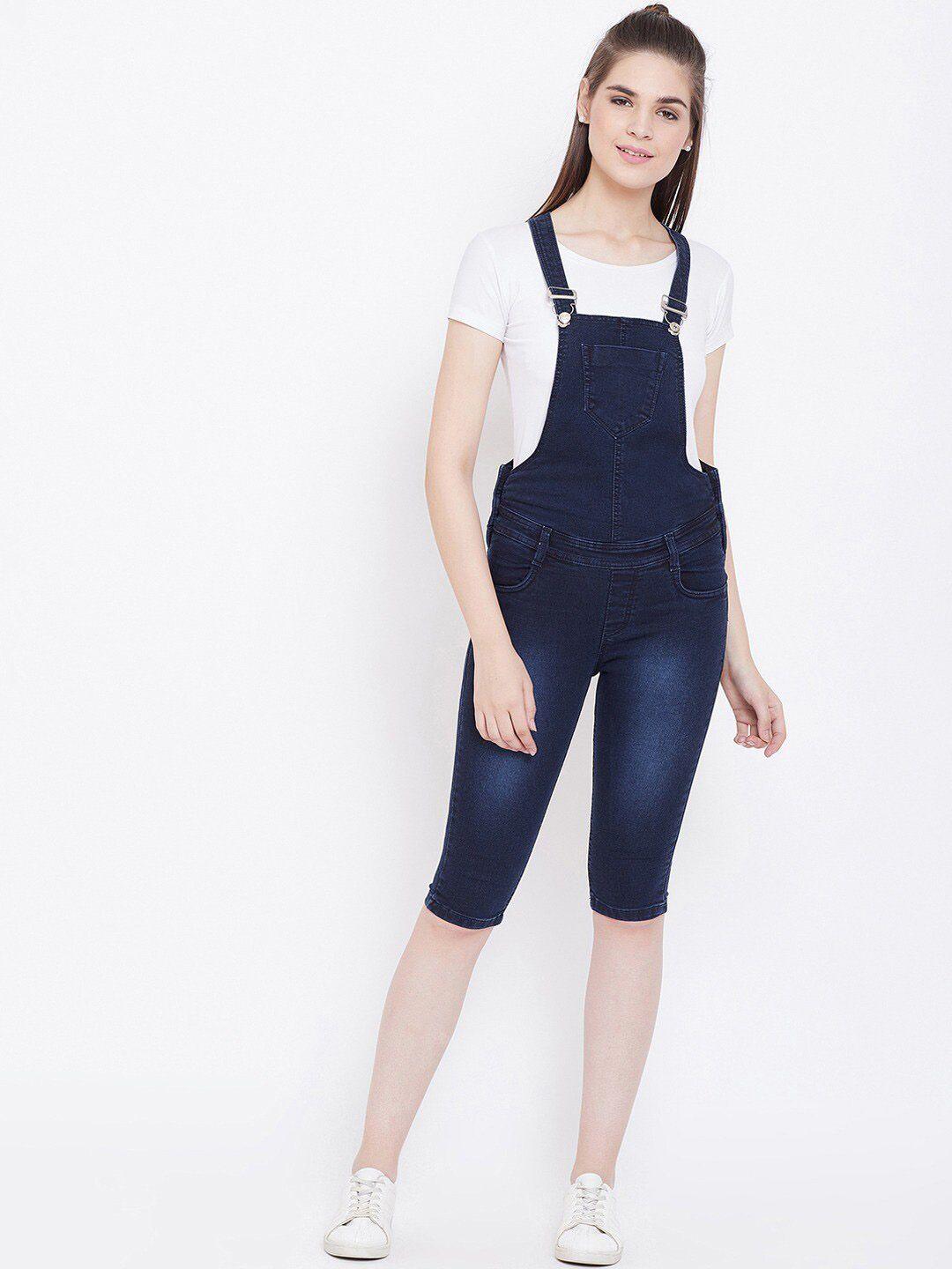 nifty women slim-fit capri dungarees