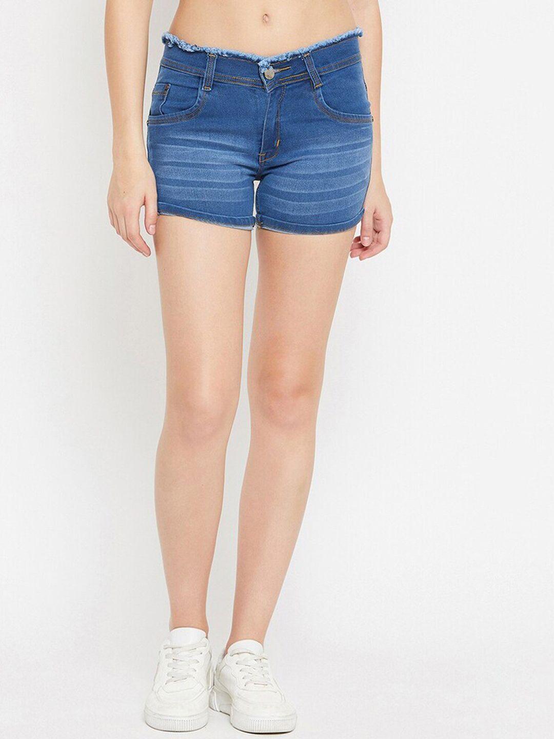 nifty women washed slim fit denim shorts