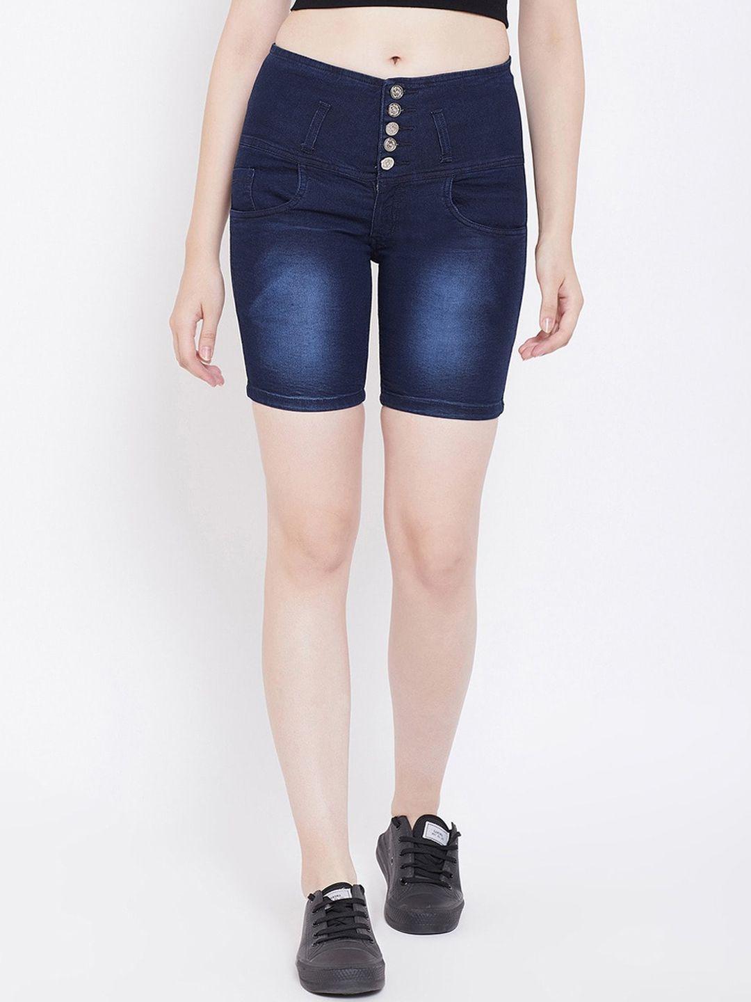 nifty women washed slim fit denim shorts