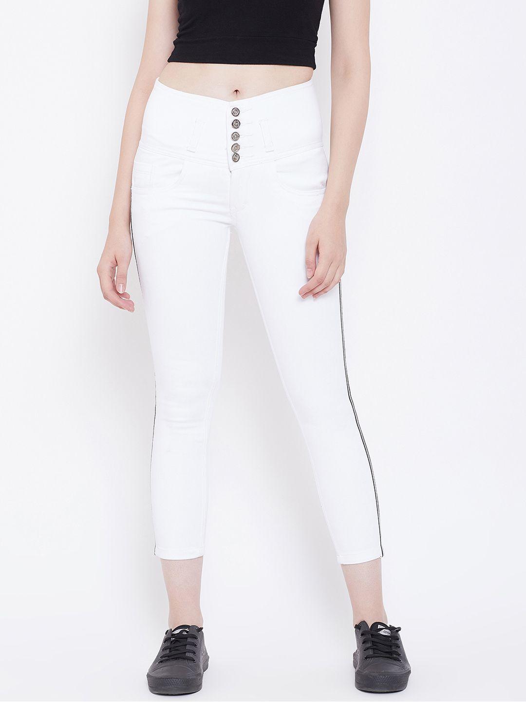 nifty women white slim fit high-rise clean look stretchable jeans