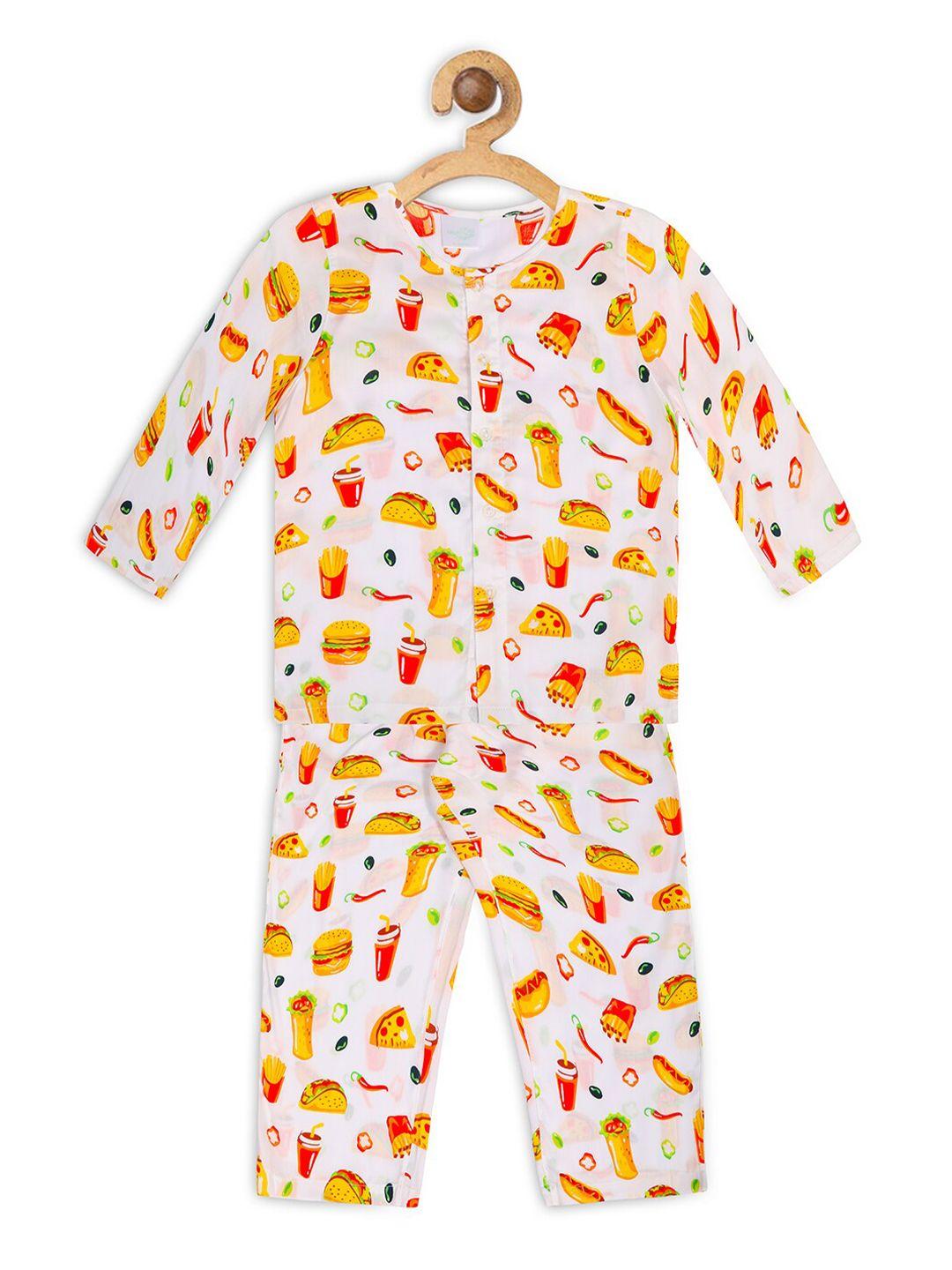 nigh nigh boys multicoloured fast food printed sustainable night suit