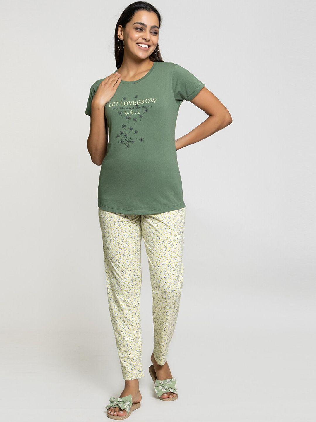 night platter typography printed pure cotton night suit