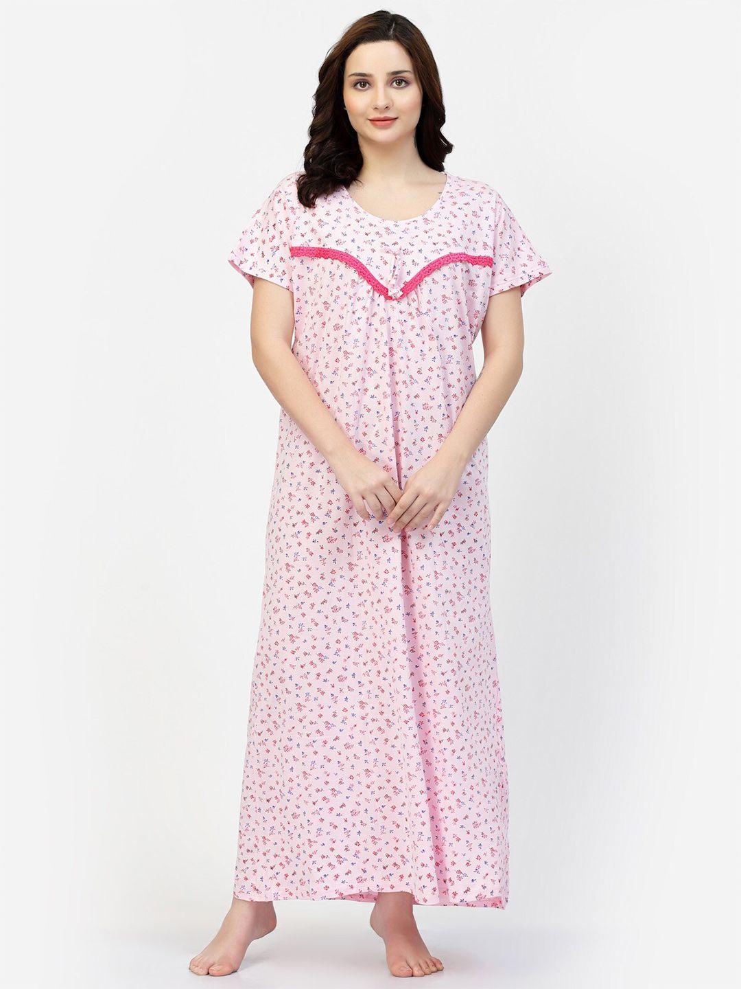 night keys floral printed satin maxi nightdress