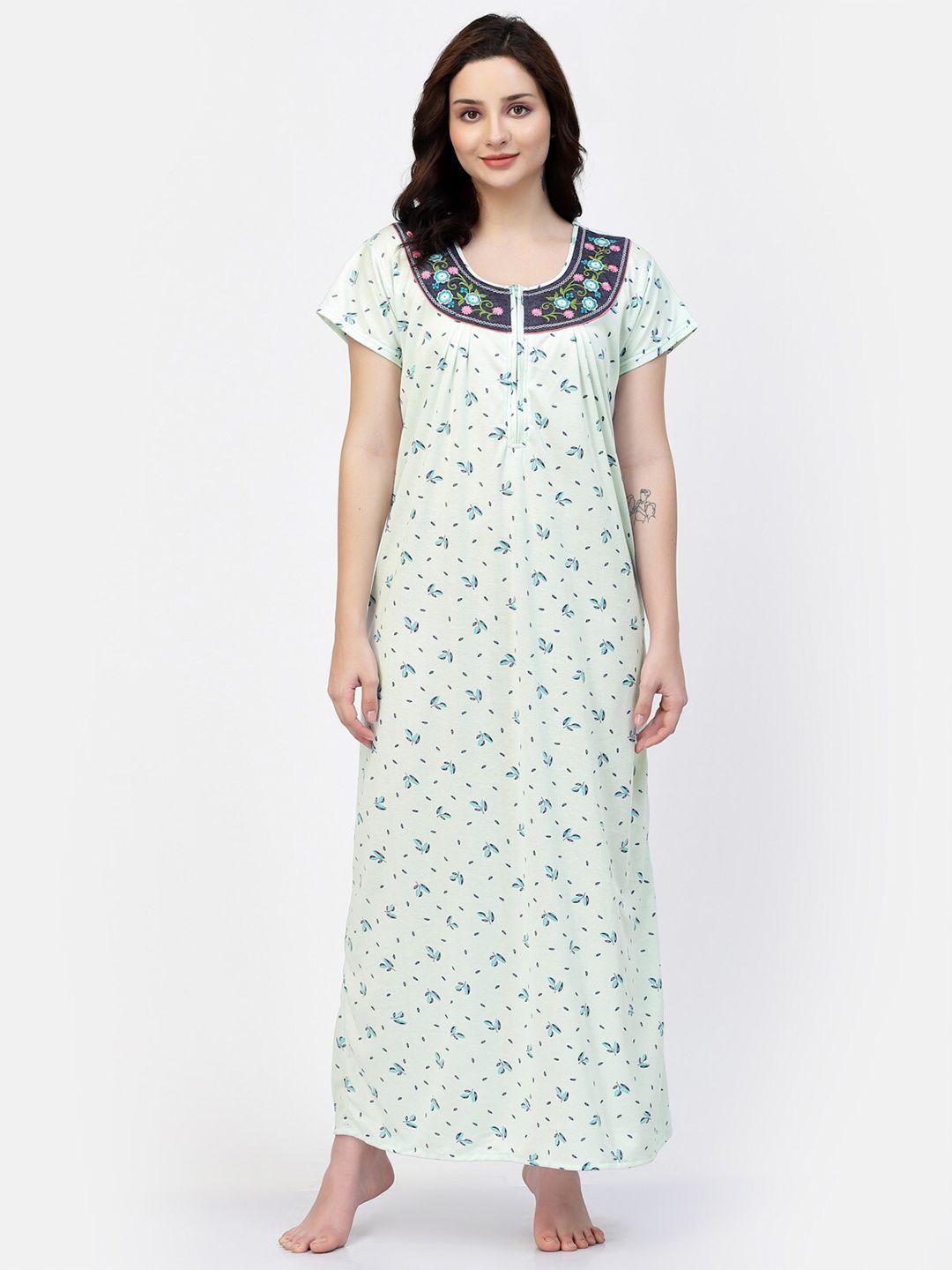 night keys floral printed satin maxi nightdress