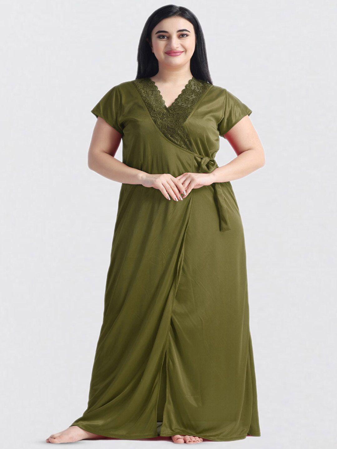 night keys green embroidered maxi nightdress