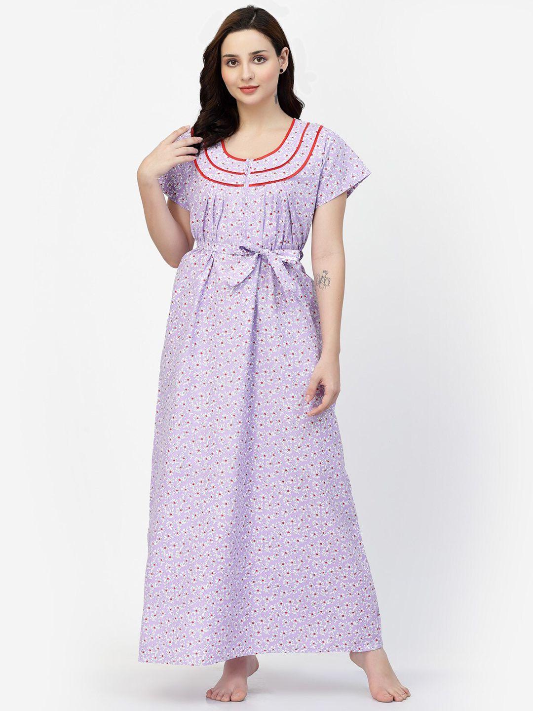 night keys lavender printed maxi nightdress