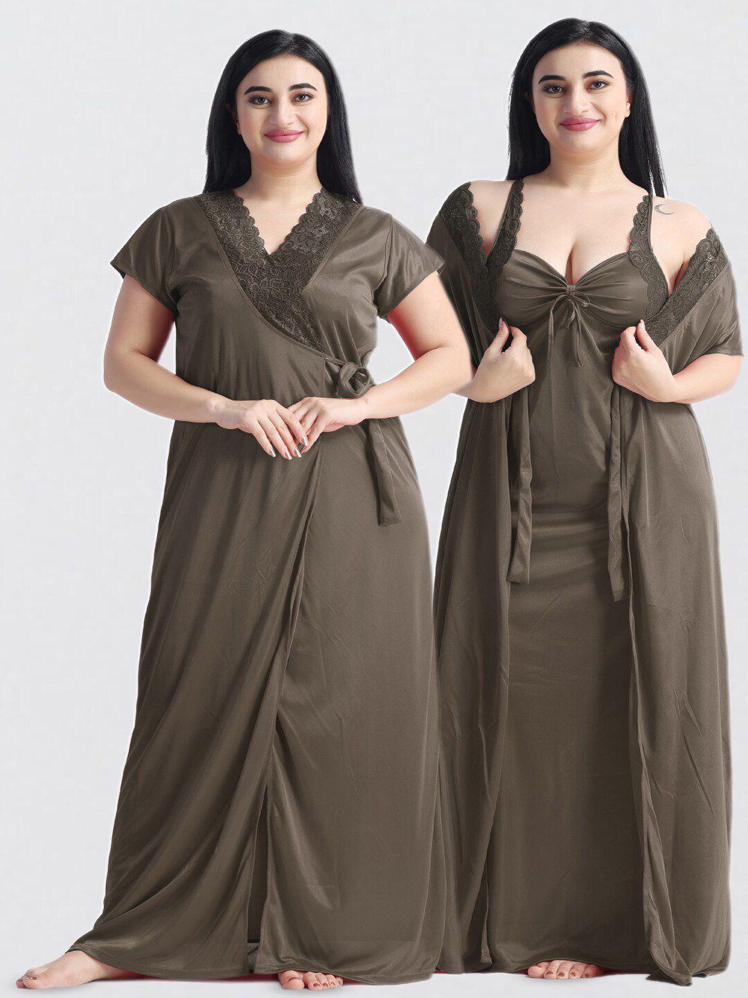 night keys pack of 2 satin maxi sweat nightdress