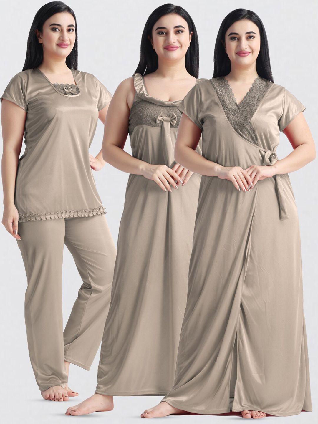 night keys pack of 3 satin maxi nightdress