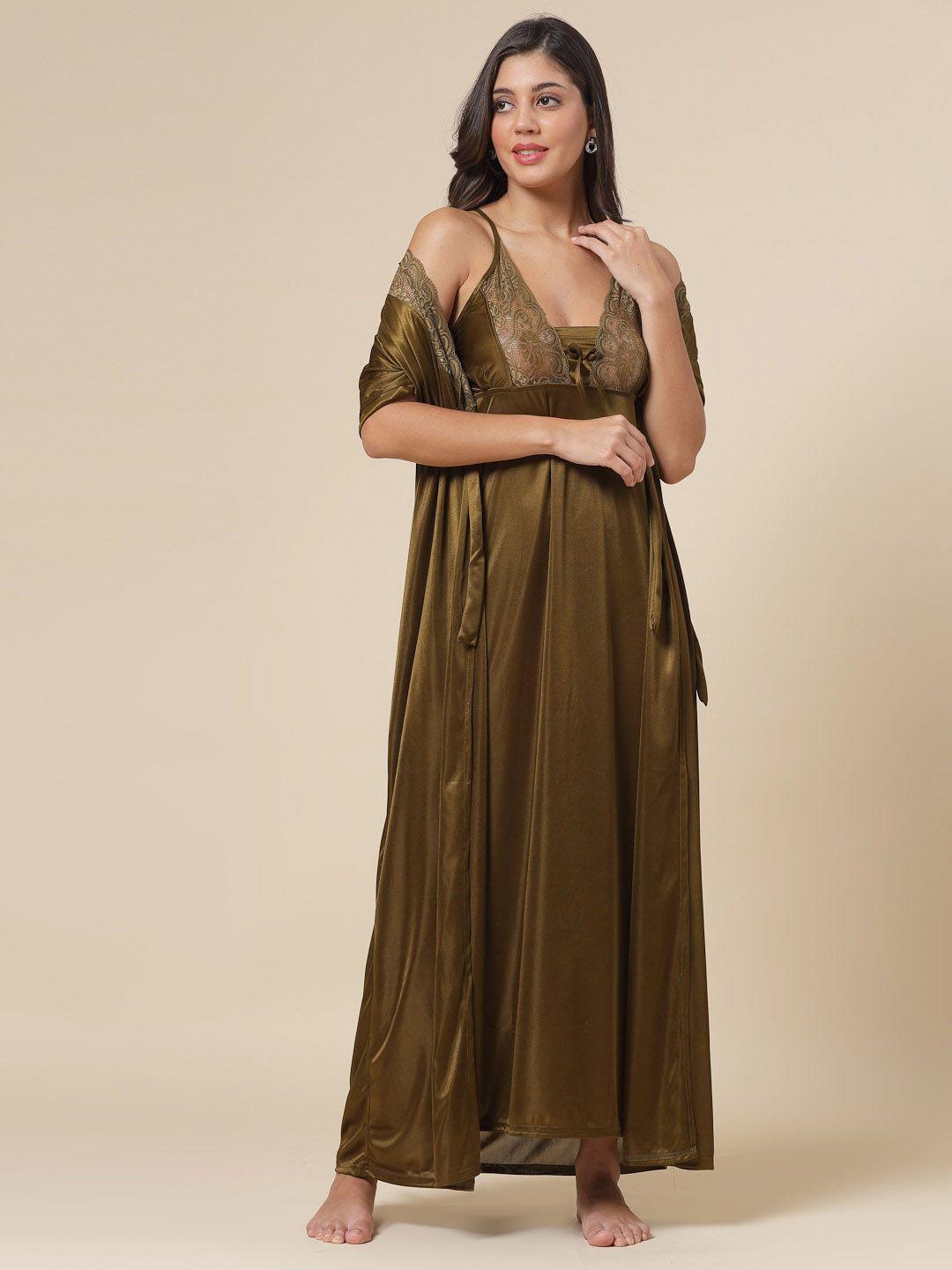 night keys satin maxi nightdress with robe set