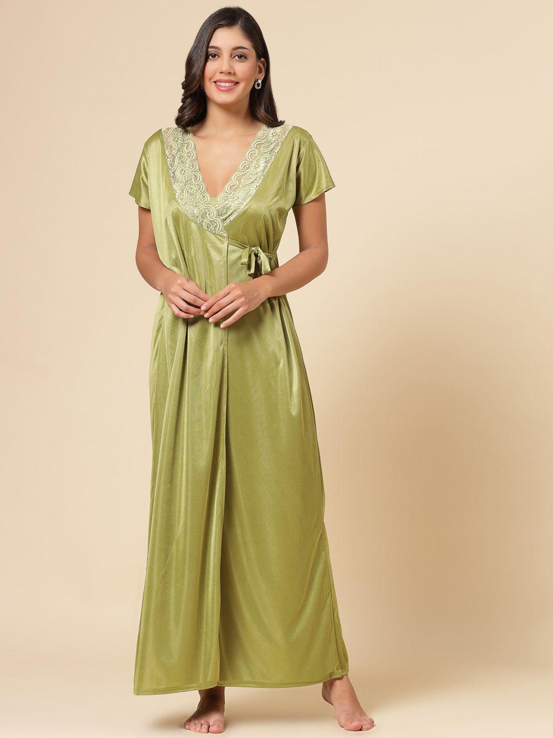 night keys satin maxi nightdress with robe