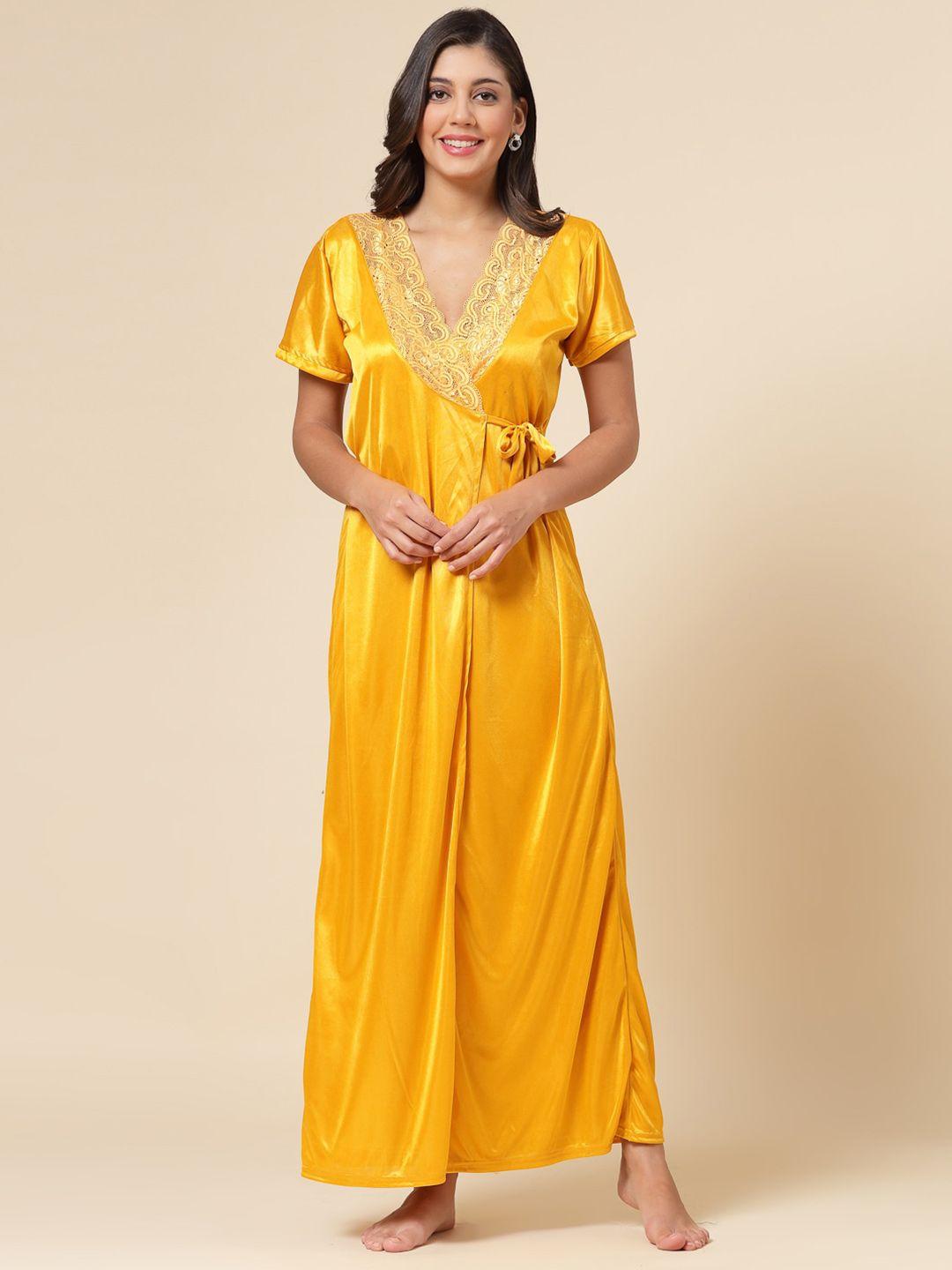 night keys satin maxi nightdress with robe