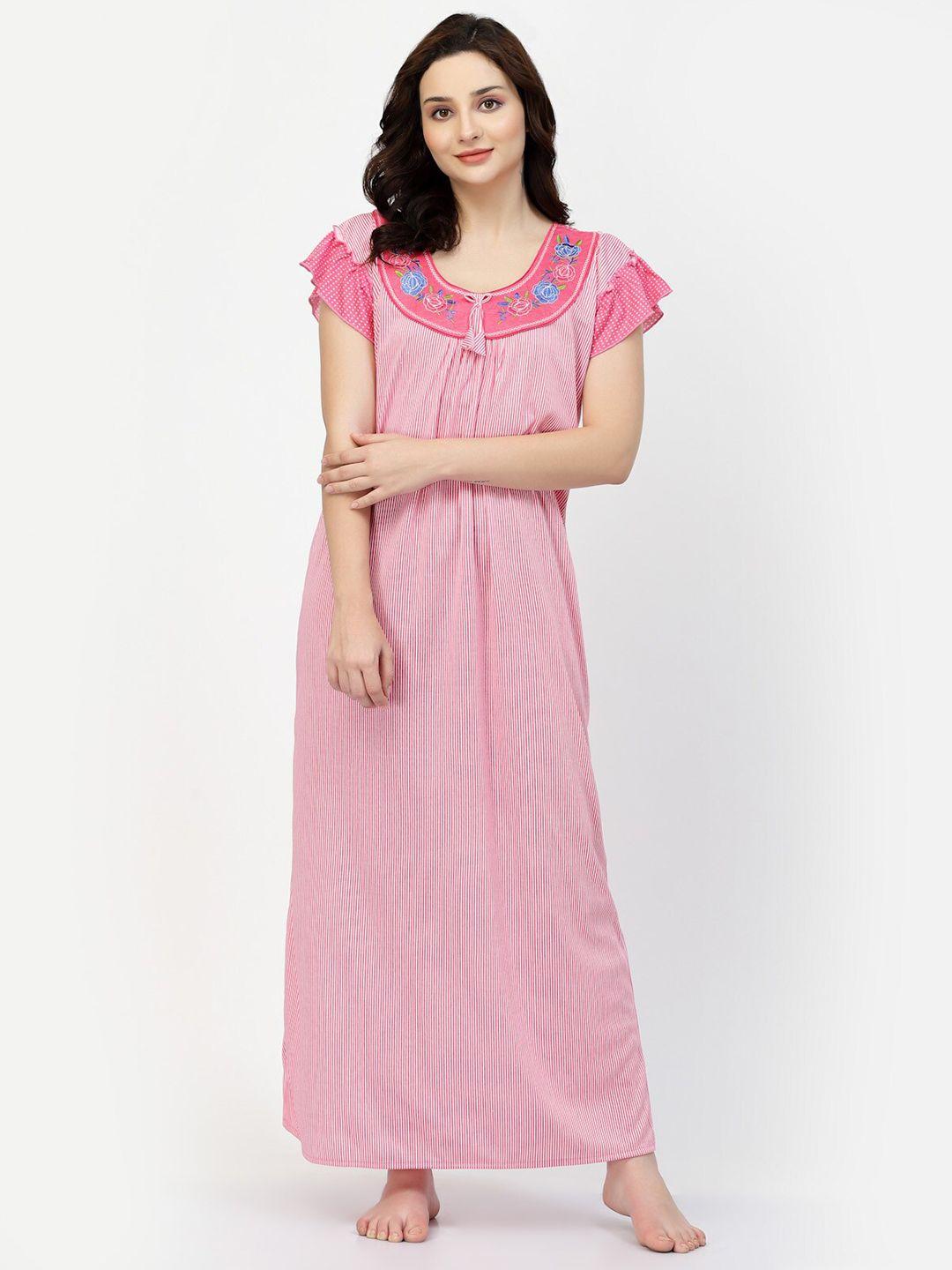 night keys striped satin maxi nightdress