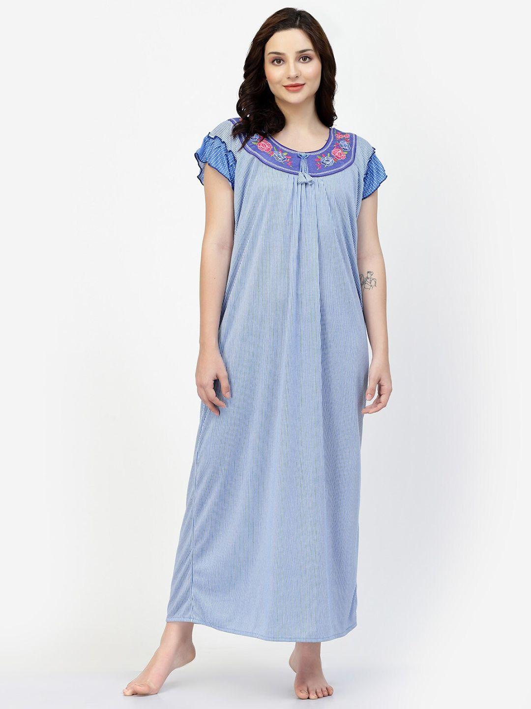 night keys striped satin maxi nightdress