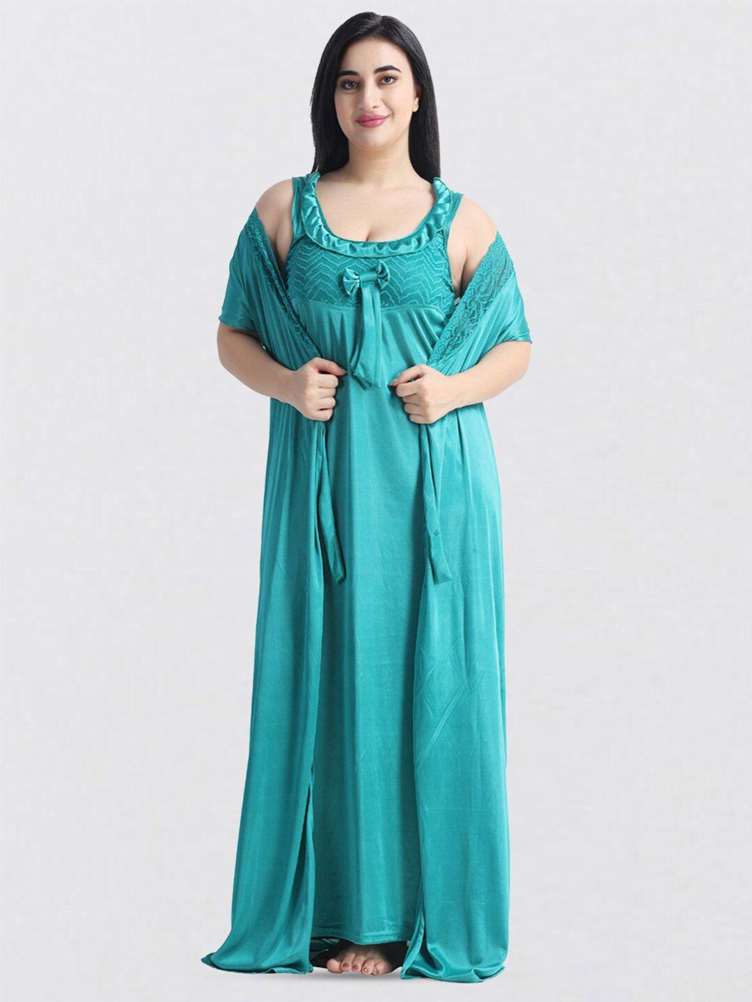 night keys turquoise blue maxi nightdress