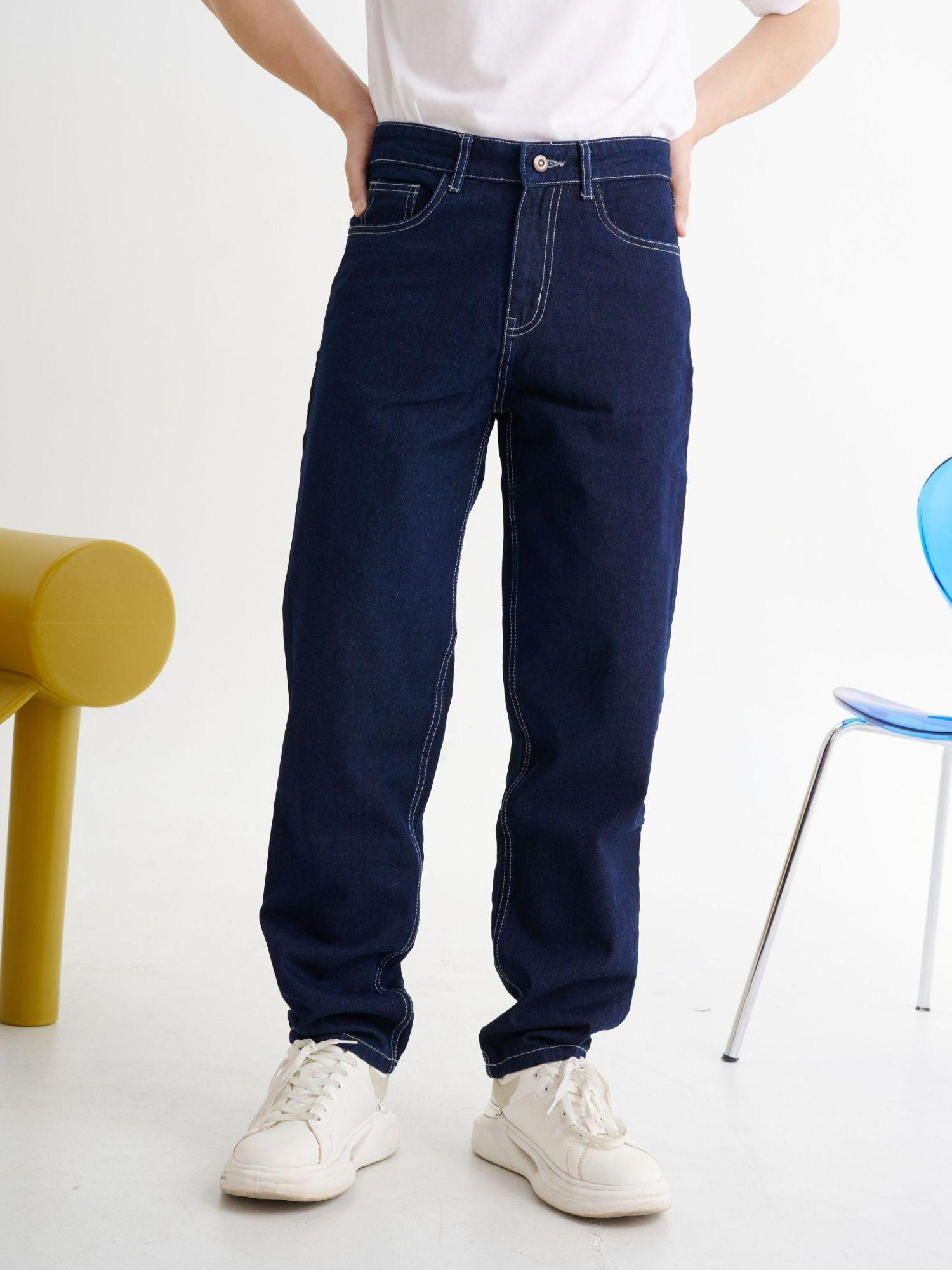 night time blue baggy fit jeans - blue