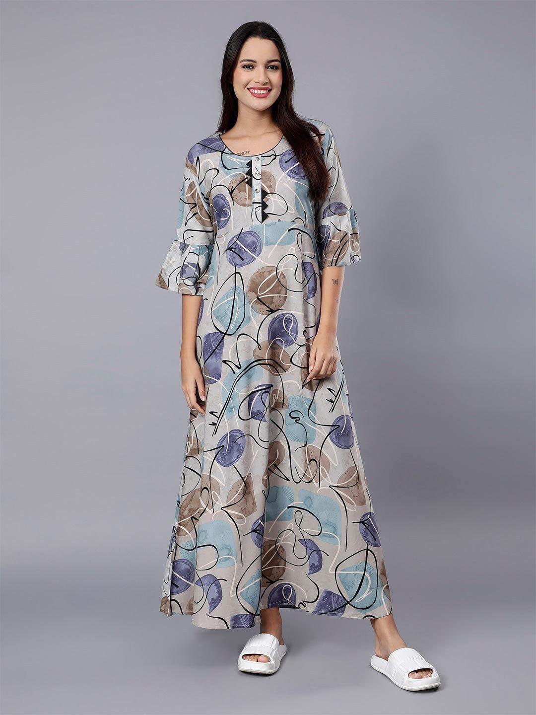 nightspree abstract printed maxi nightdress