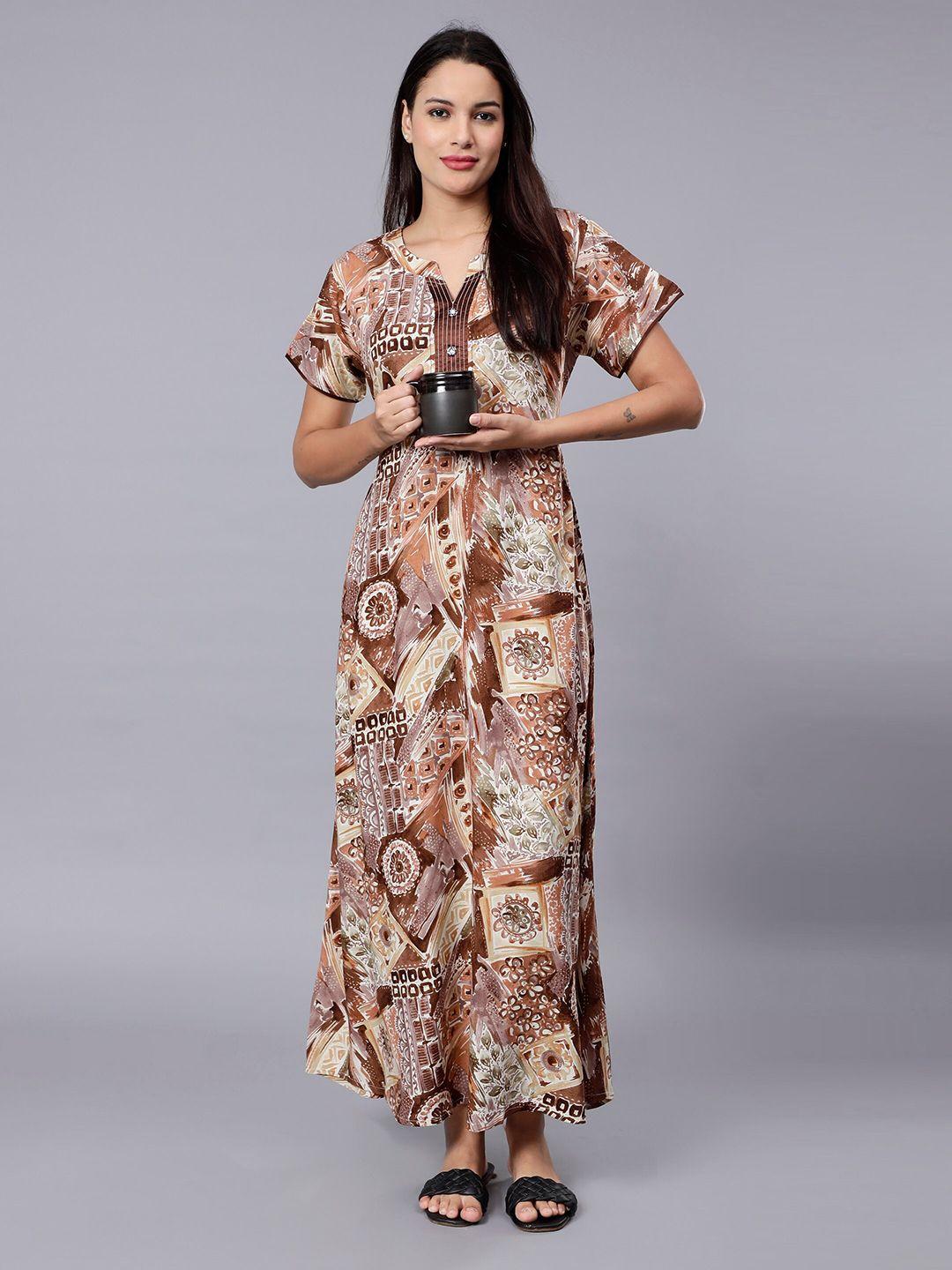 nightspree abstract printed maxi nightdress