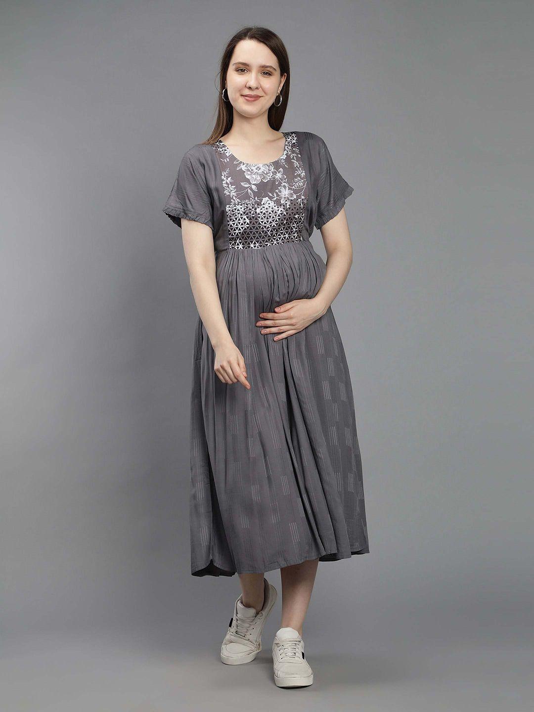 nightspree floral printed maternity empire midi dress
