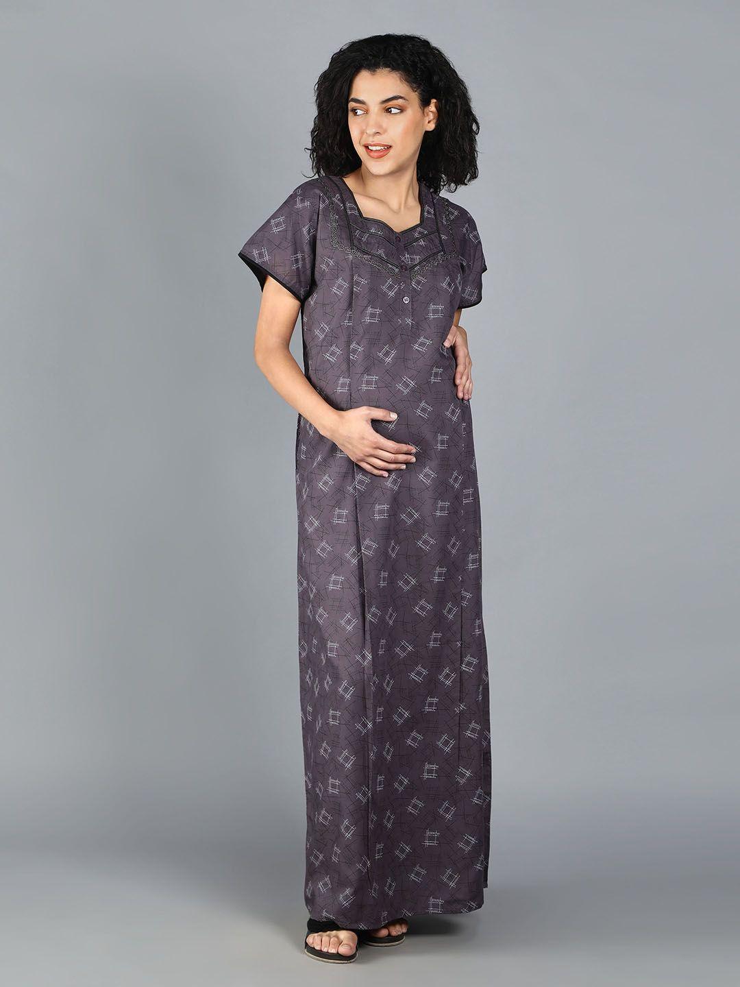 nightspree grey printed maxi nightdress