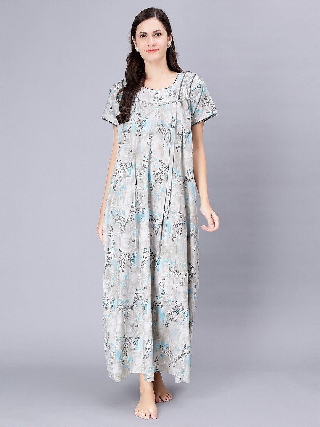 nightspree grey printed maxi nightdress