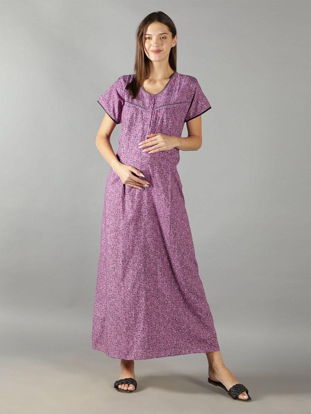 nightspree women purple printed maxi nightdress