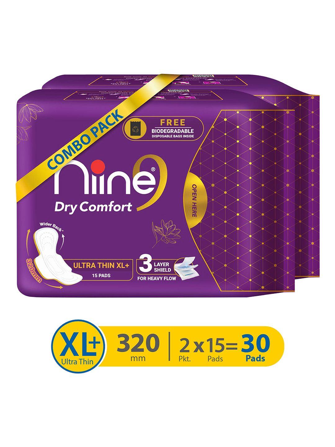 niine set of 2 dry-comfort ultra thin xl sanitary napkins - 30 pcs