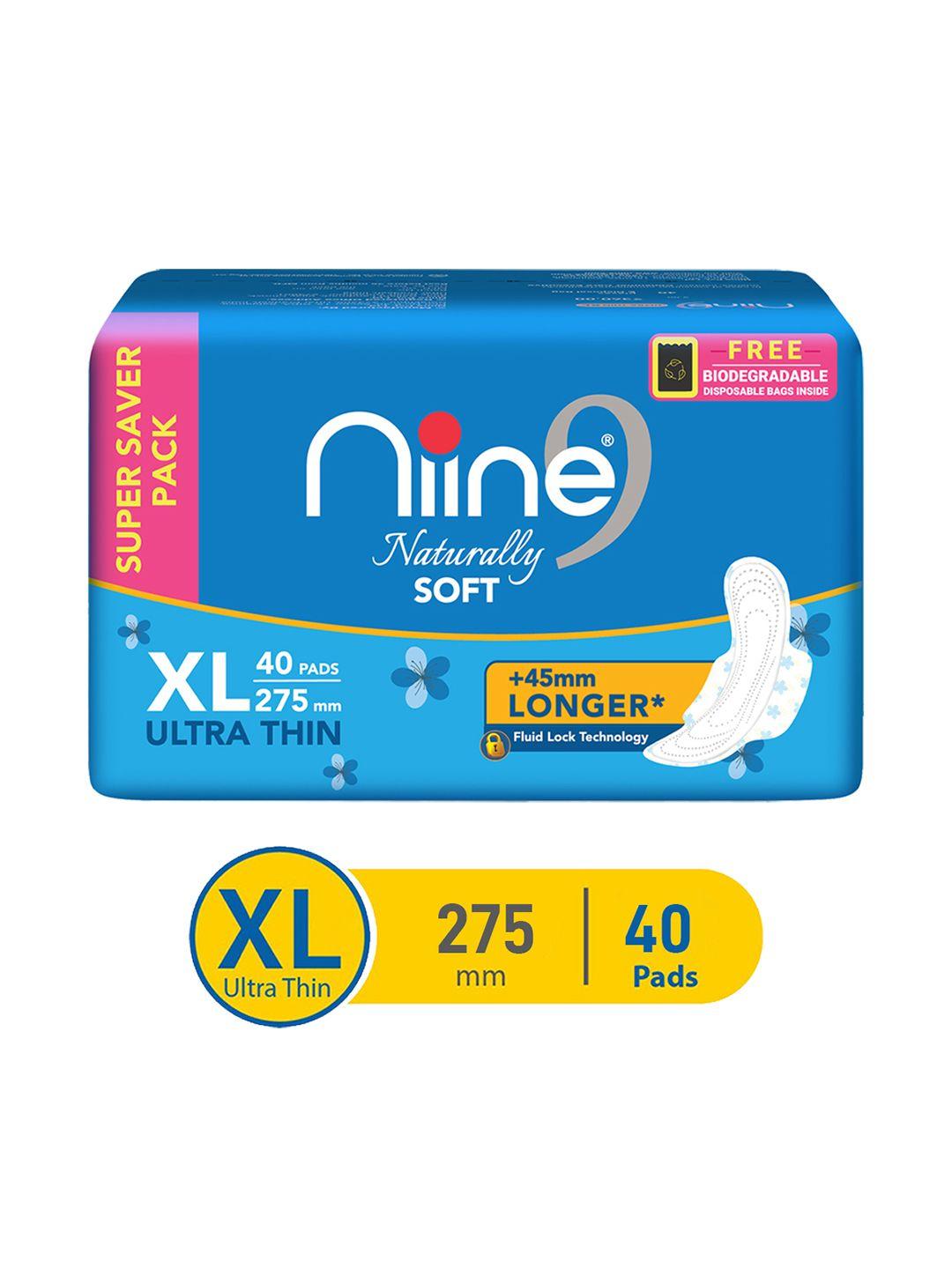 niine 40 pcs of ultra thin sanitary pads with biodegradable disposal bags - xl