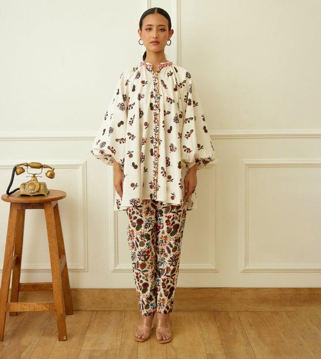 nikasha ivory kohinoor buta print tunic