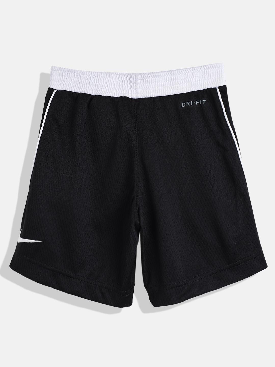 nike boys black & white dri-fit basketball shorts