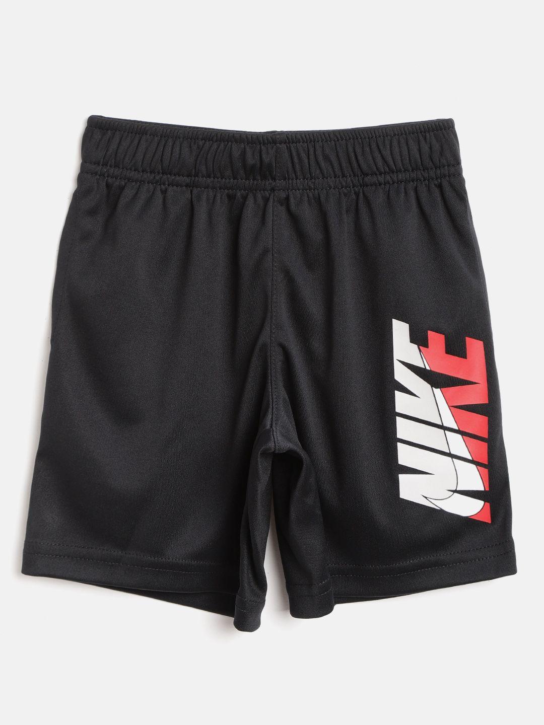 nike boys black nk hbr dri-fit solid regular fit sports shorts