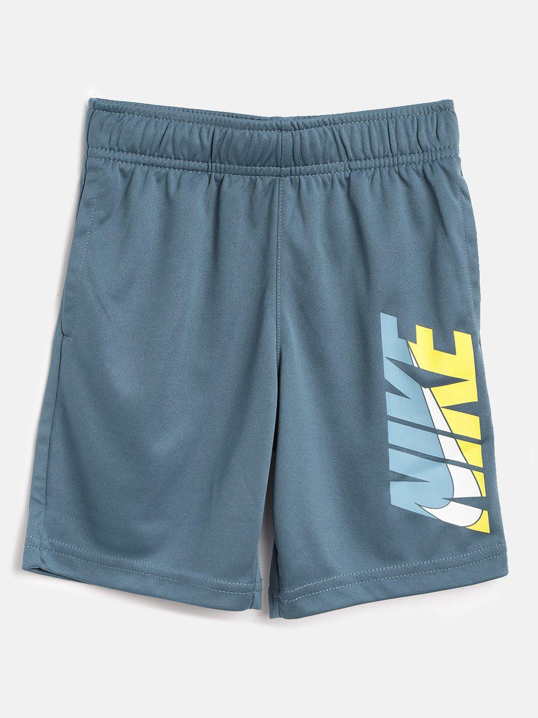 nike boys navy blue nk hbr dri-fit solid regular fit sports shorts