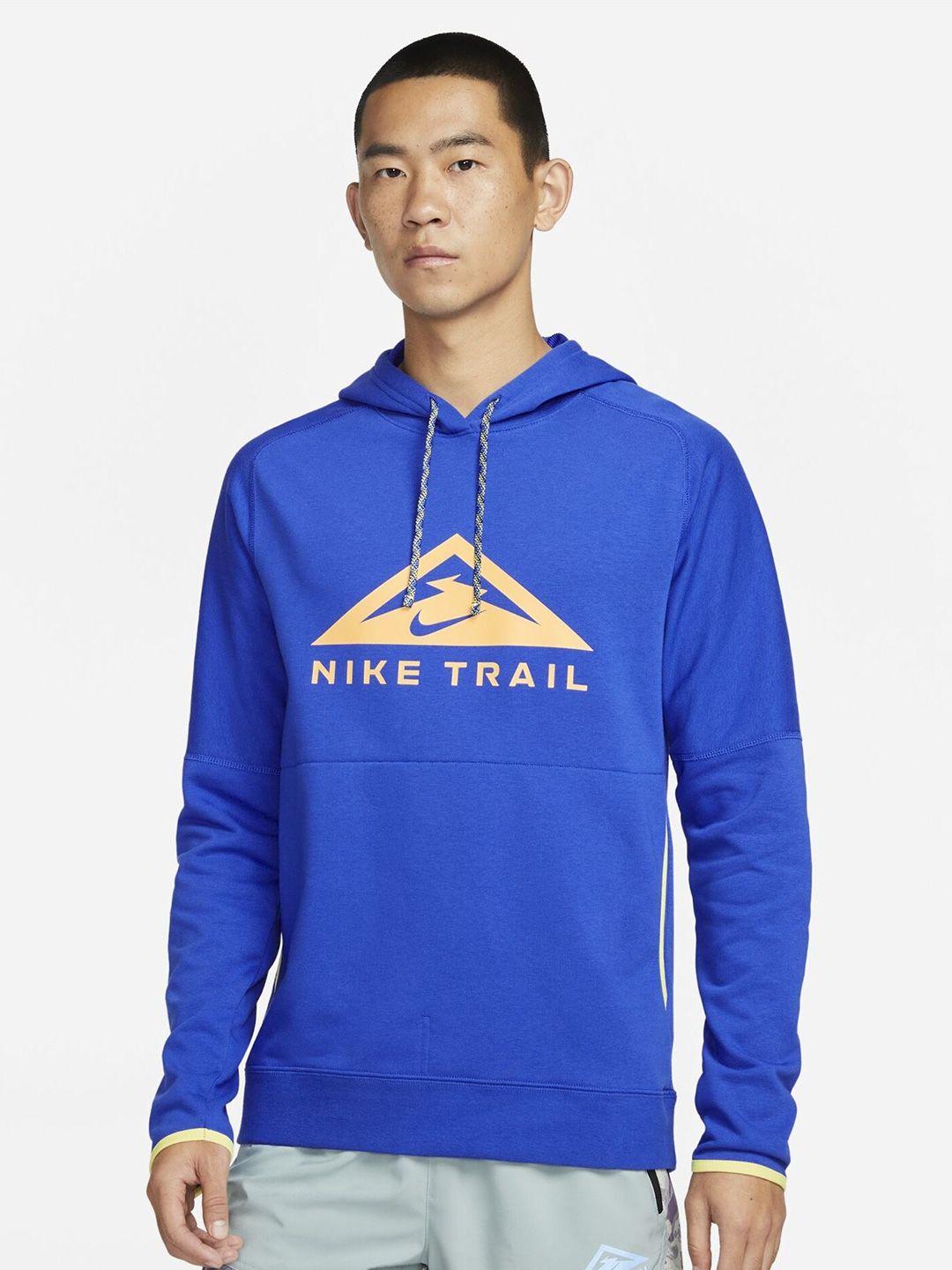 nike dri-fit trail men logo-printed hoodie sweatshirts