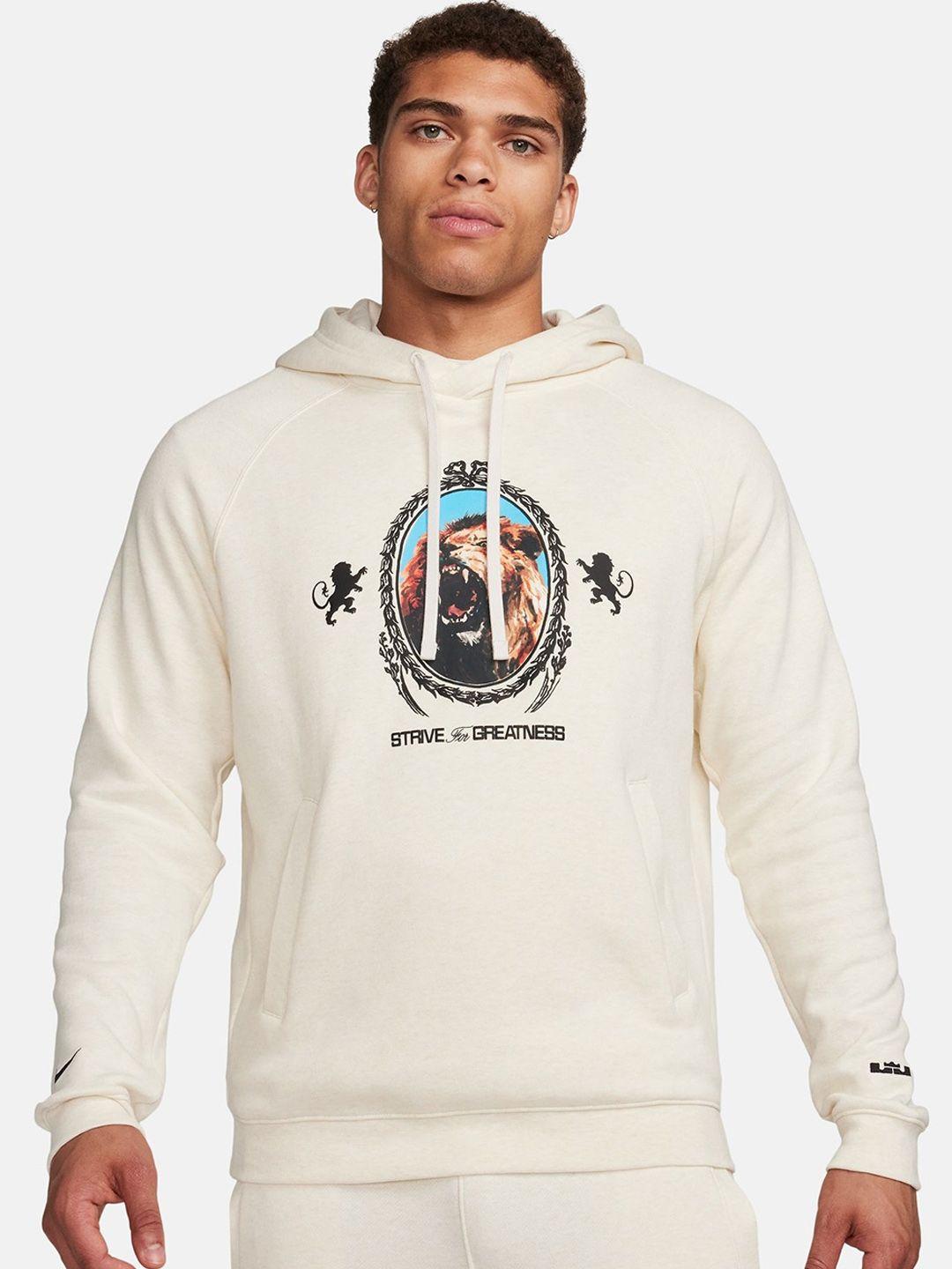 nike graphic lebron logo printed hooded pullover fleece sweatshirt