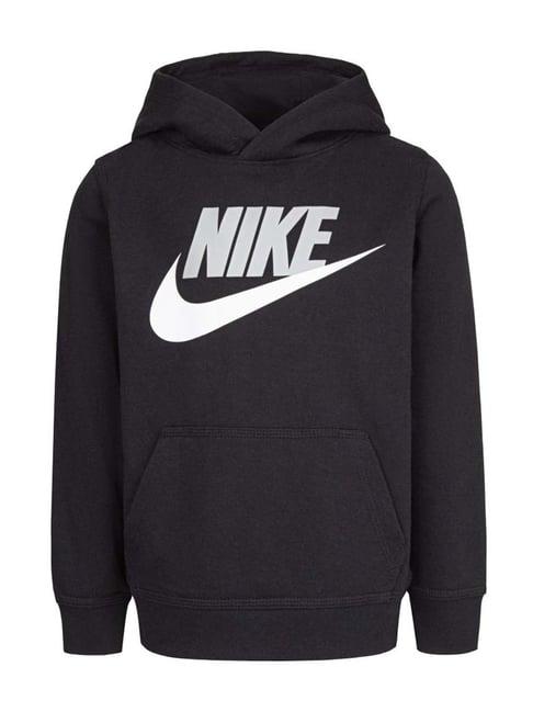nike kids black logo print hoodie