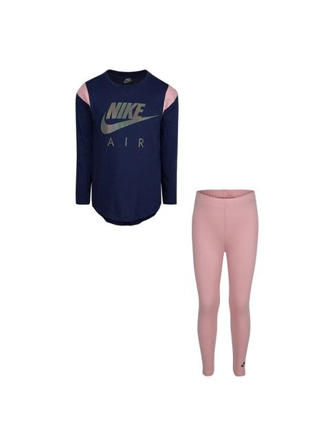 nike kids navy & pink graphic print t-shirt with tights