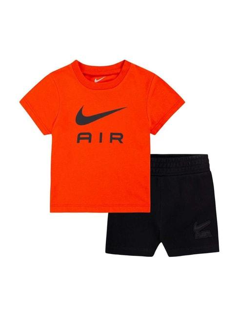 nike kids orange & black regular fit t-shirt set