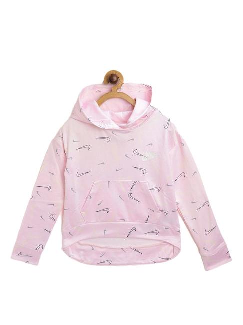nike kids pink printed hoodie