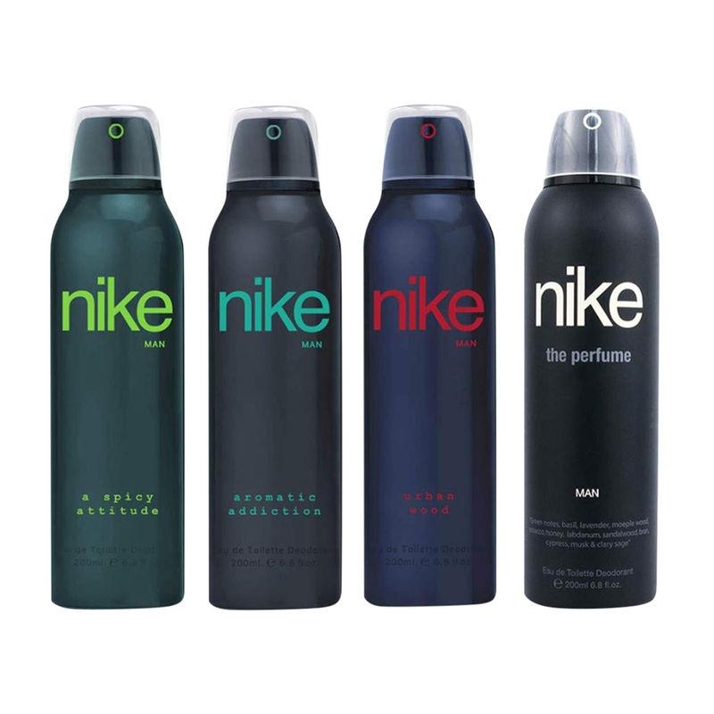 nike man deodorant (a spicy attitude + aromatic addiction + urban wood + the perfume) - pack of 4