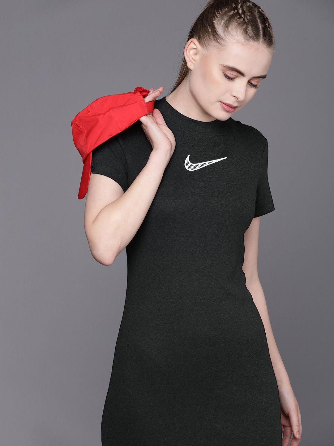 nike solid round neck short sleeves sports t-shirt dress