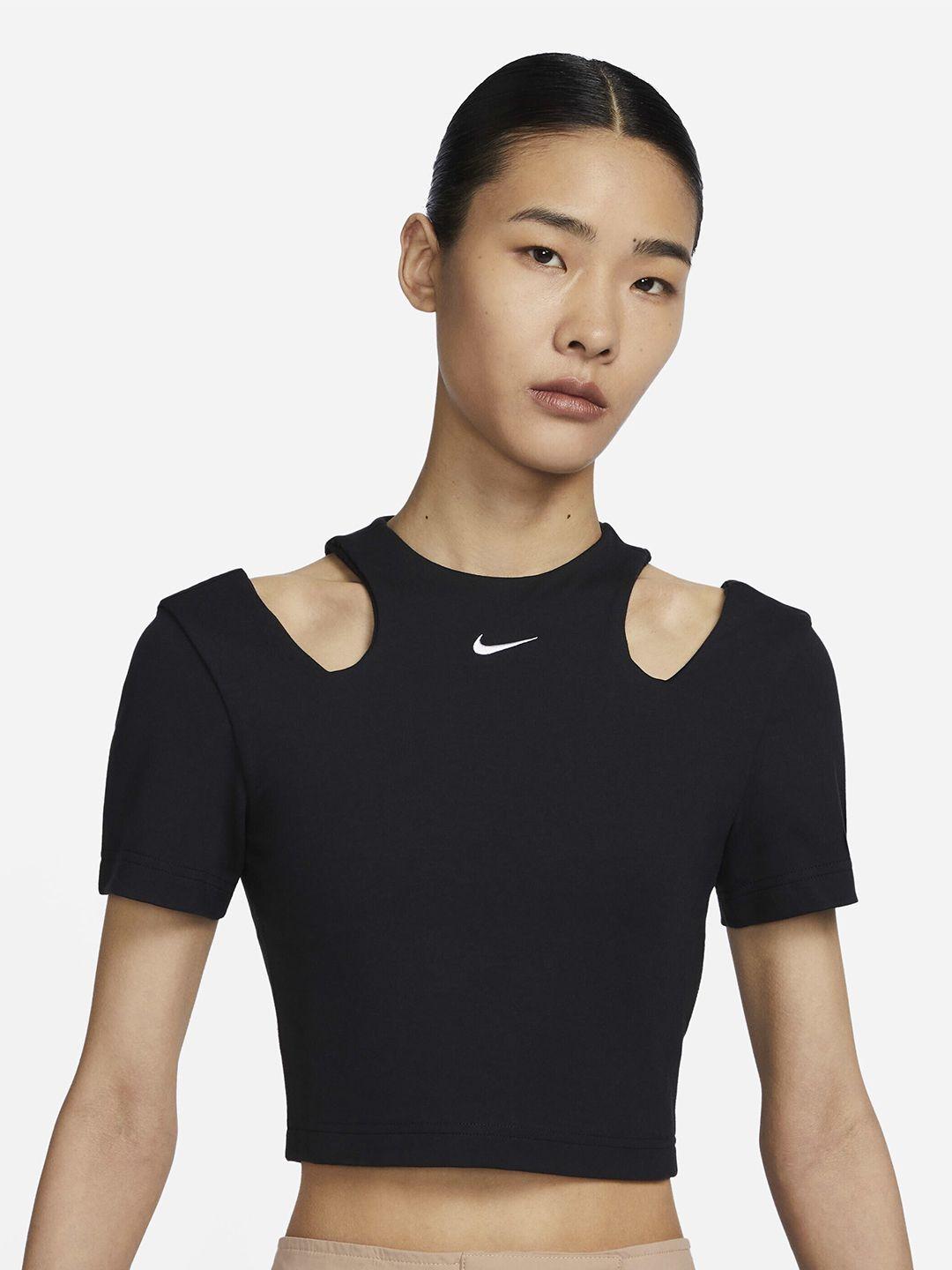 nike sportswear essentials cut-out detail short-sleeve top