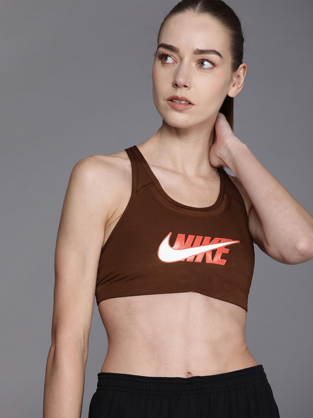 nike swoosh icon clash women's medium-support non-padded graphic sports bra