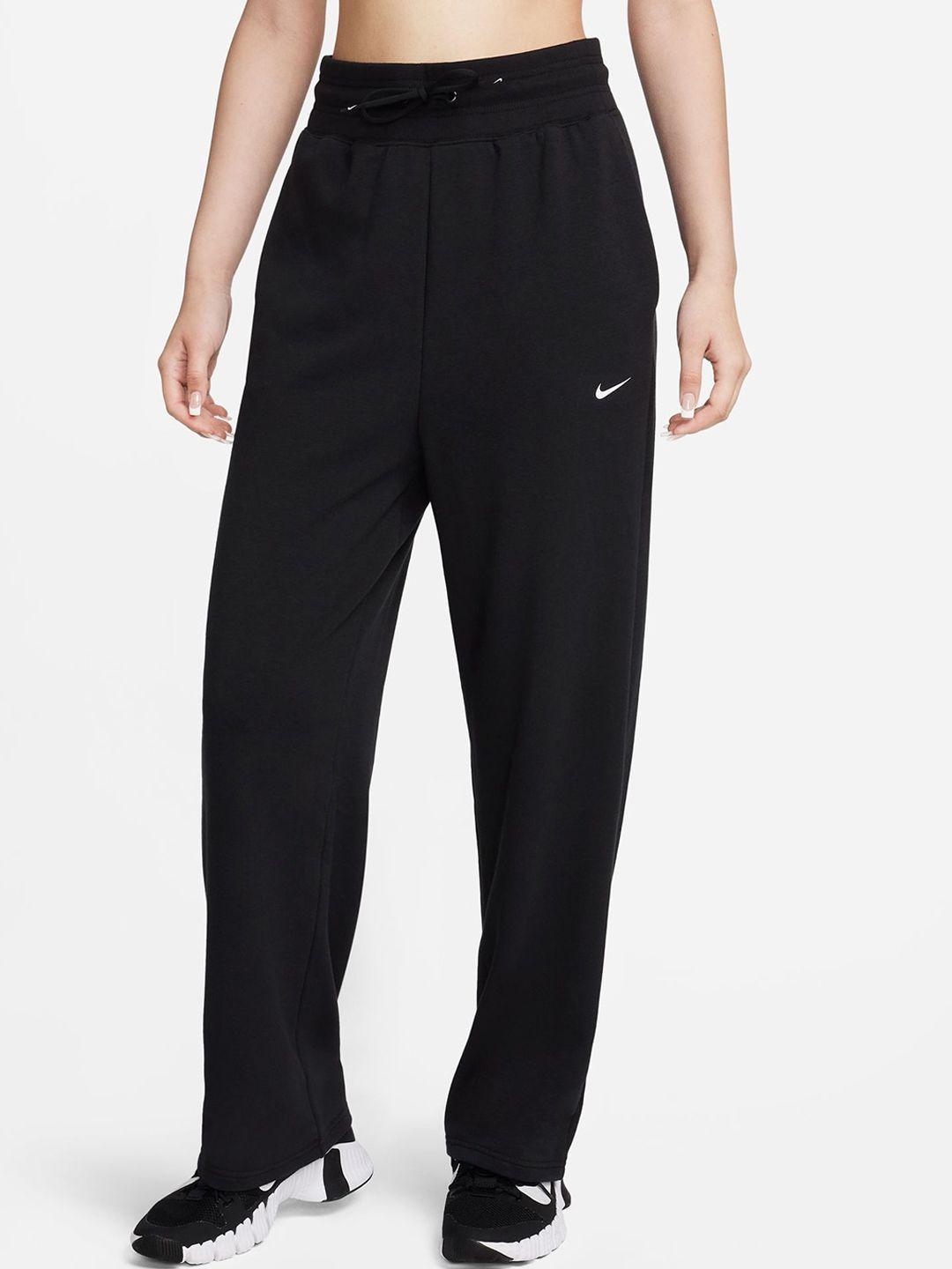 nike women dri-fit one high-waisted full-length open-hem french terry track pants