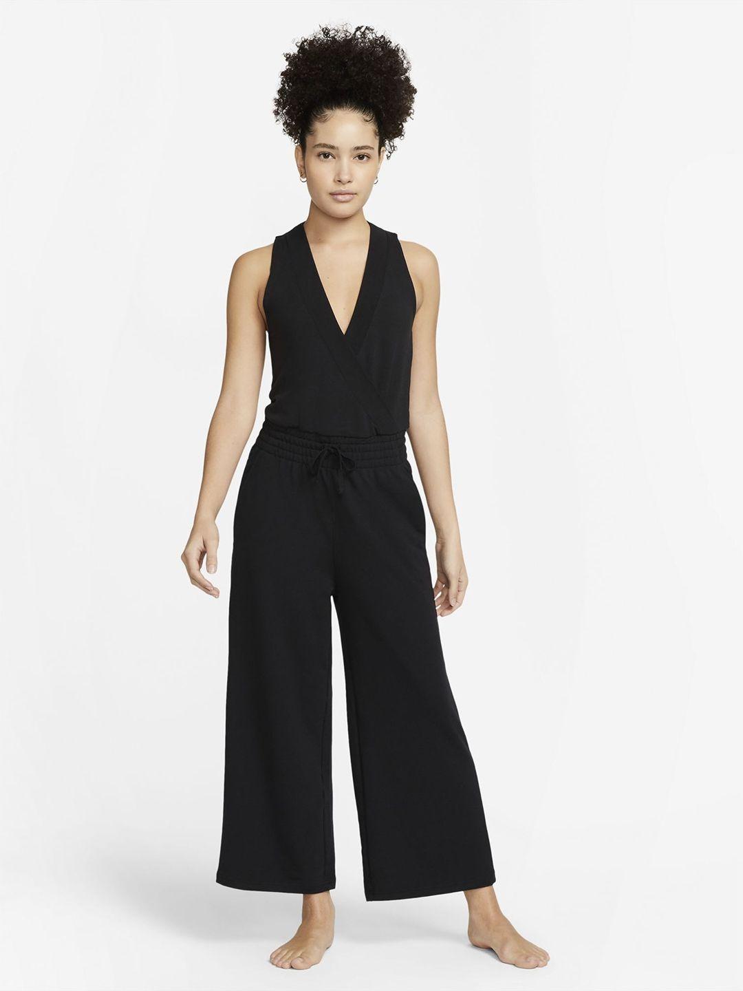 nike black yoga dri-fit french terry jumpsuit