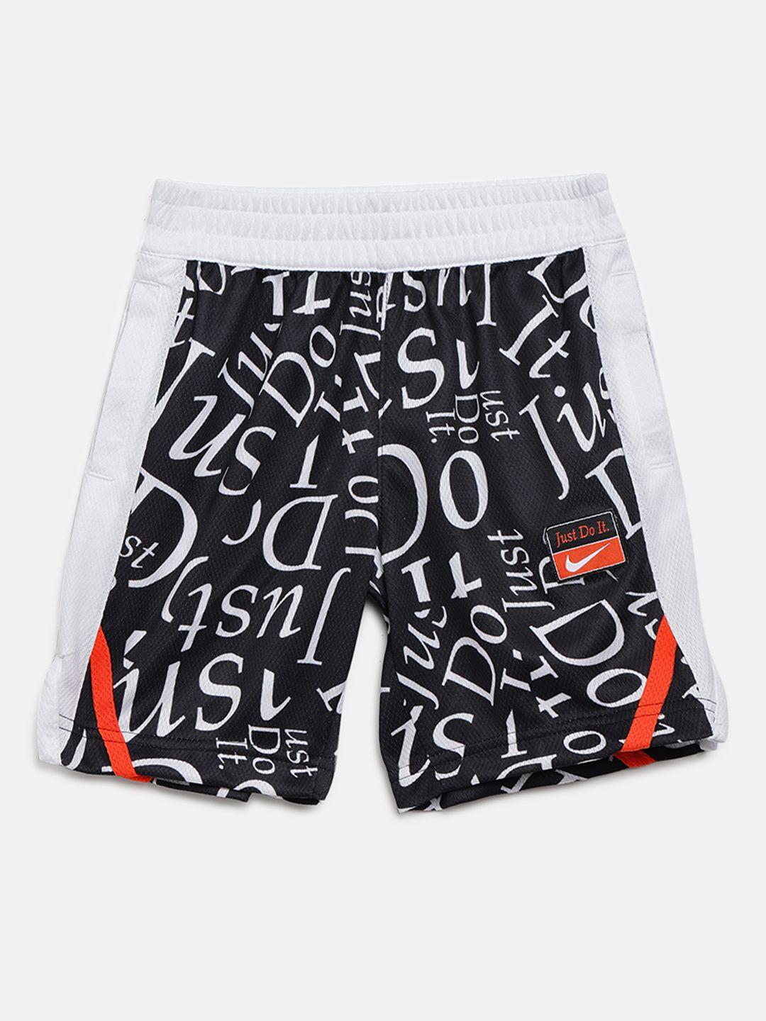 nike boys black & white printed elite energy sports shorts