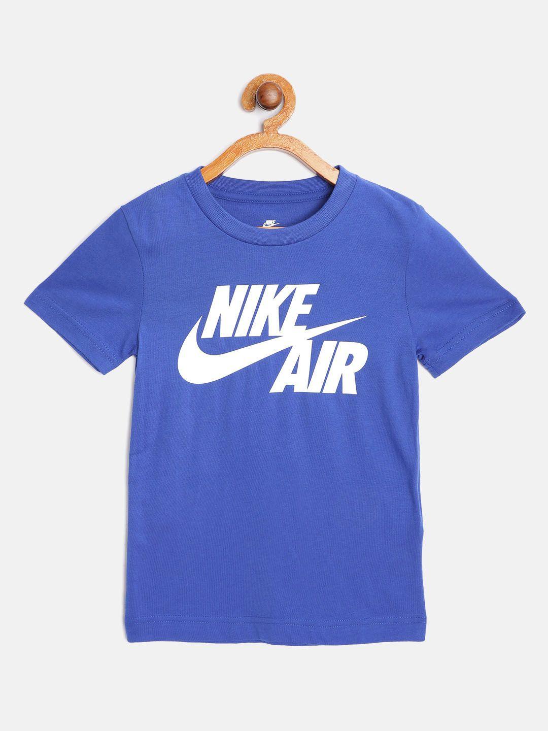 nike boys blue  white split futura logo pure cotton t-shirt