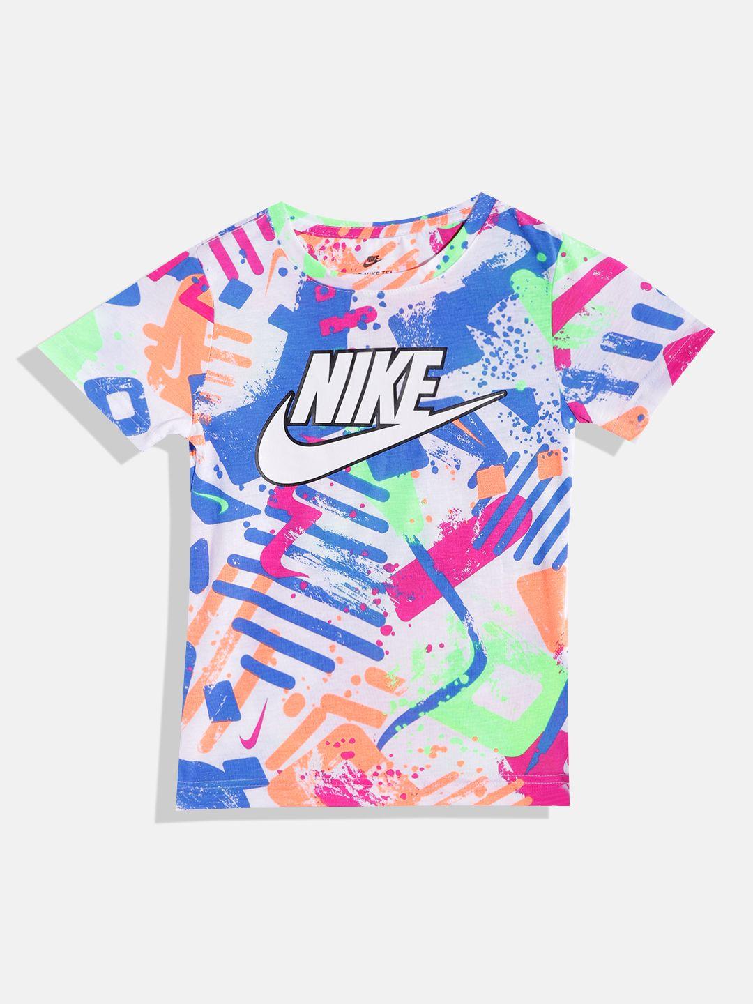 nike boys multicoloured printed pure cotton t-shirt